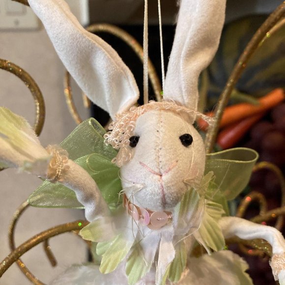 Balletina Rabbit Bunny 12” Hanging Tassel Ornament Decor Easter Green/coral - Picture 2 of 3
